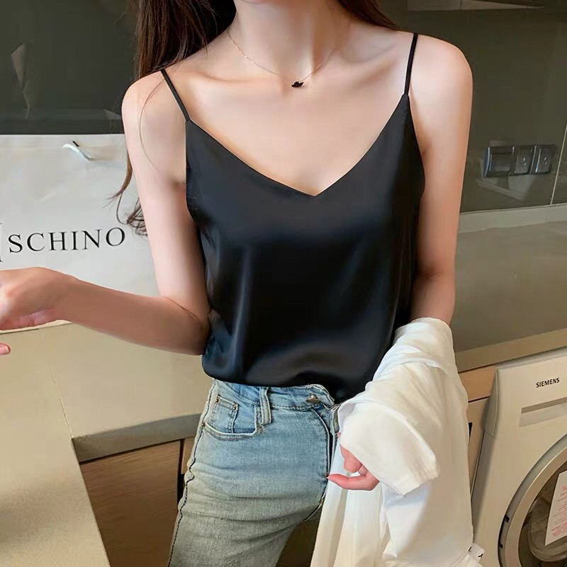 [FREESHIP & SALE 50%] Áo hai dây lụa satin cổ tim Fkaro | BigBuy360 - bigbuy360.vn