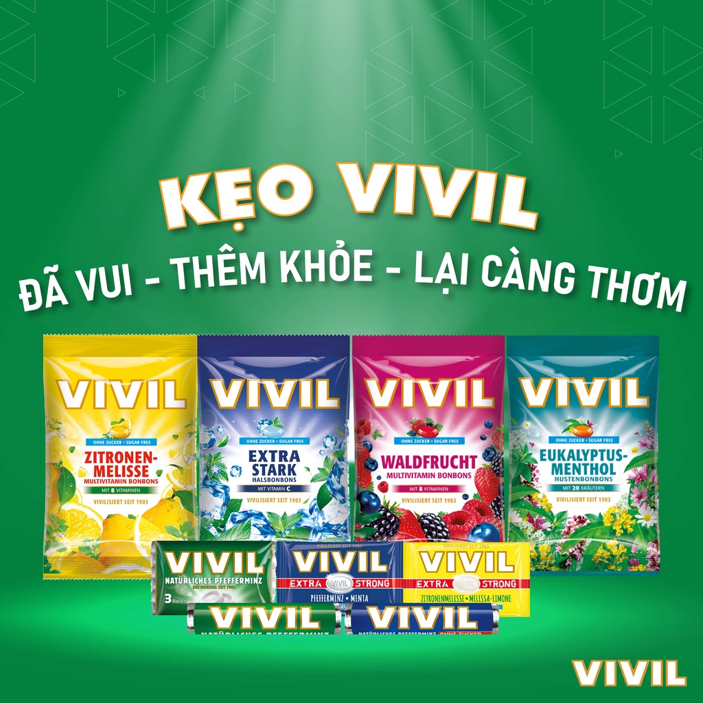 Kẹo Ngậm Vivil Không Đường Vitamin C - Extra Strong Sugar Free (Gói 60g)