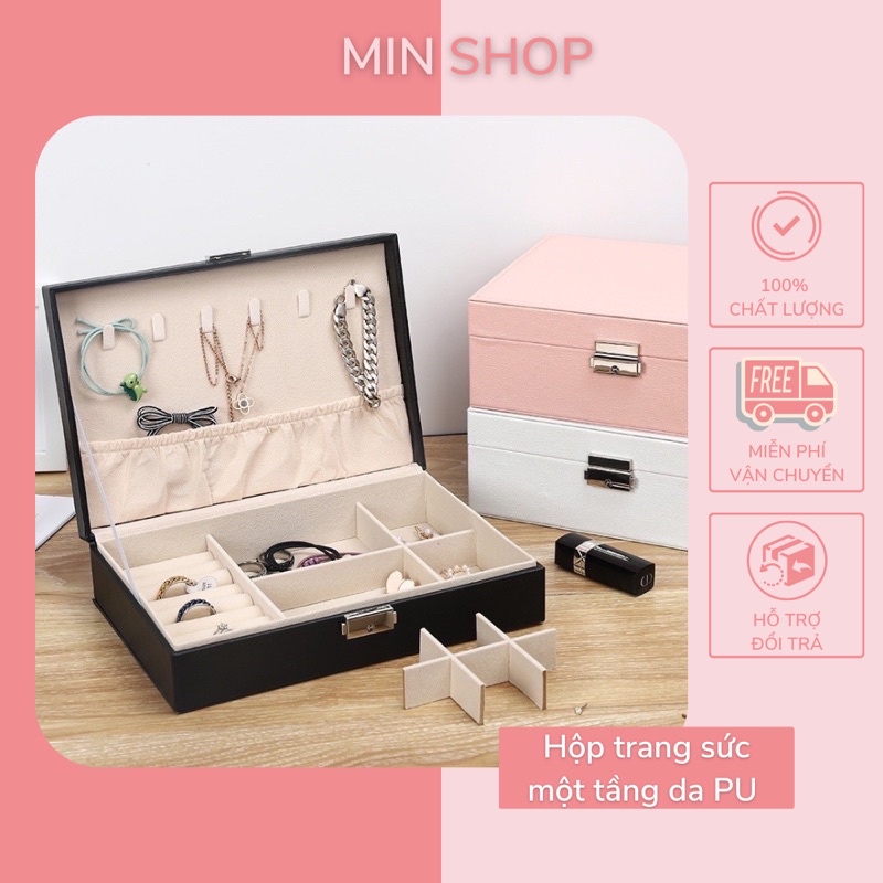 Hộp đựng trang sức bọc da Pu một tầng sang trọng 💫💫💫