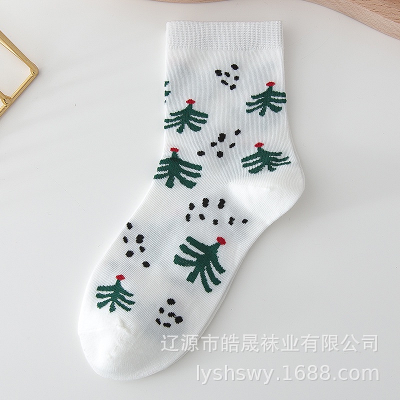 Vớ Noel Tất giáng sinh nữ Cổ cao Chất Cotton mềm mịn Họa tiết Xinh xắn