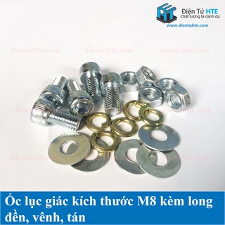 Ốc lục giác M8 kèm long đền, vênh, tán
