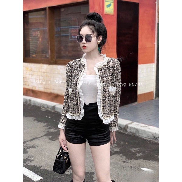 Áo khoác dạ viền bèo siêu xinh