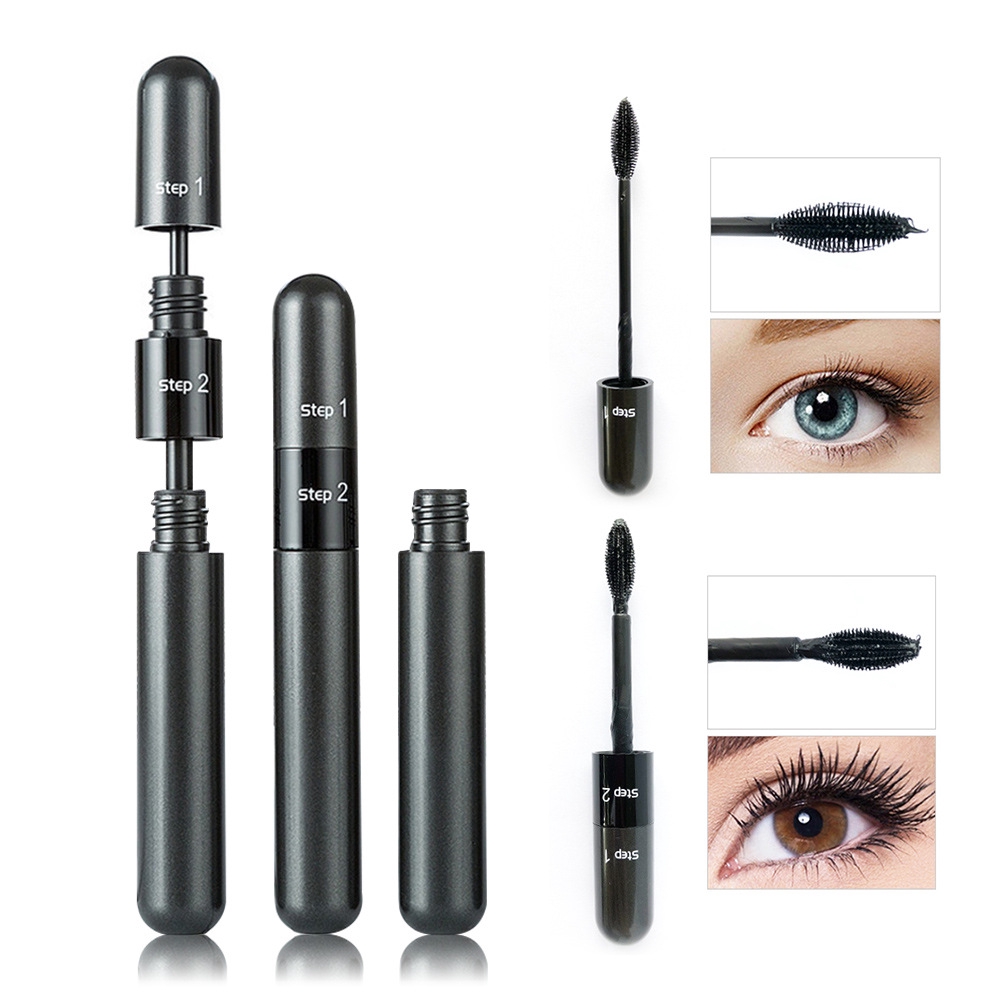 Mascara YANQINA 2 trong 1 đầu cọ bằng silicon chống thấm nước không bị nhòe cho hàng mi cong dày