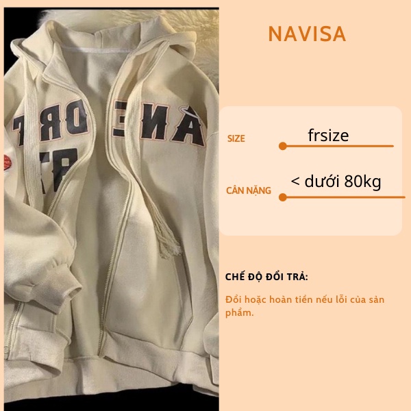 Áo khoác nỉ nữ hoodie form rộng cute hàn quốc NAVISA M402