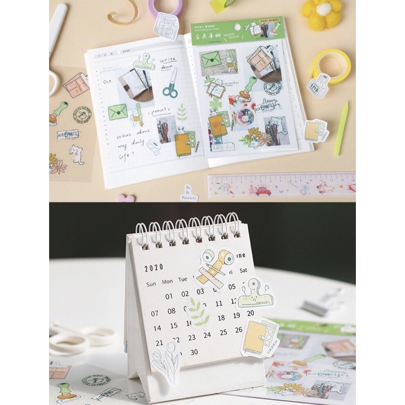 Set 3 tấm sticker cute hình dán sổ tay chủ đề Mùa Thảnh Thơi