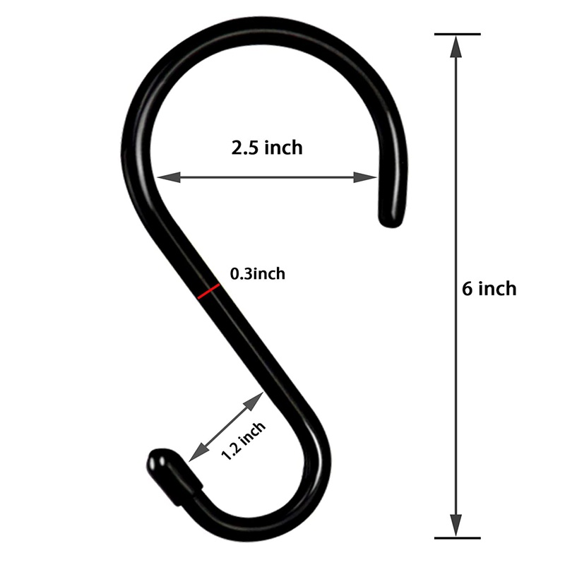 Bộ 4 Móc Treo Đồ Hình Chữ S 6 Inch Bằng Thép Phủ Cao Su Chống Trượt Tiện Dụng