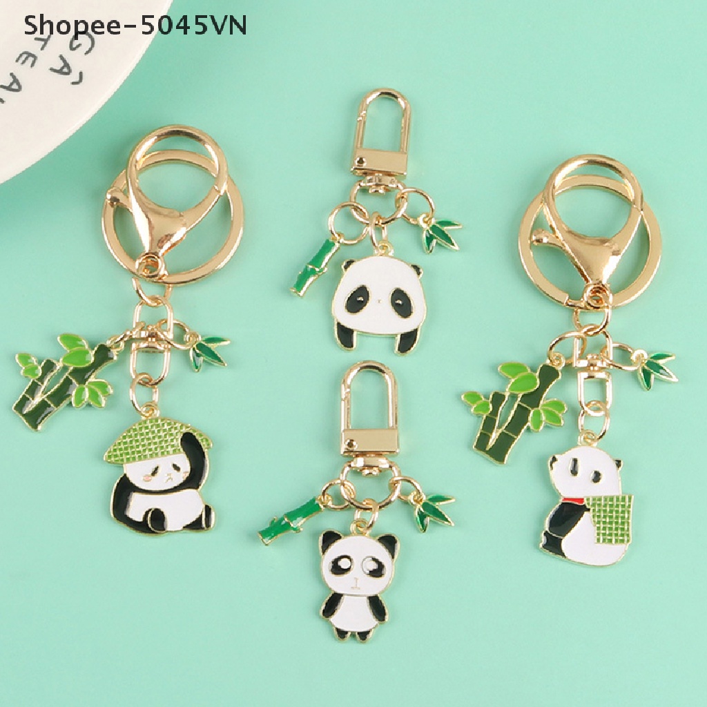 [rain] Móc Khóa Gấu Trúc Hoạt Hình Màu Xanh Lá Cây Bằng Tre Dùng Làm Quà Tặng Trang Sức