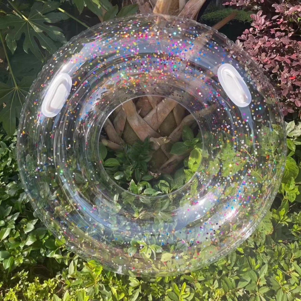 Vòng bơi có tay cầm Phao Bơi Bơm Hơi Dày Dặn Trong Suốt 120cm Dành Cho Người Lớn Lấp lánh Sequin trong suố t bơi Bể bơi