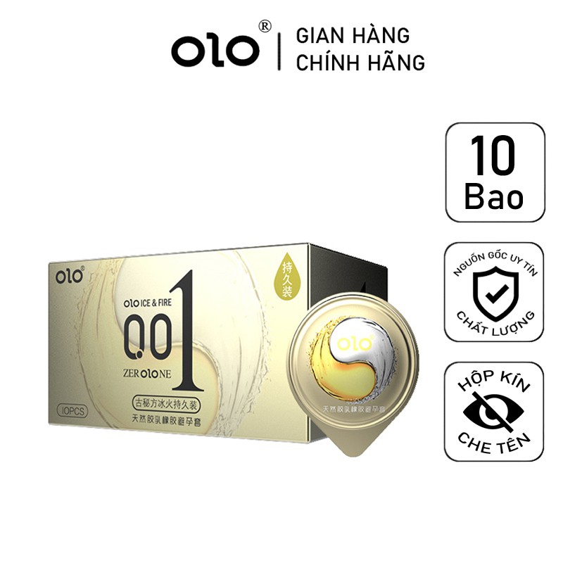 Bao Cao Su Siêu Mỏng OLO 001 Lửa Băng Nóng Lạnh Bao Cao Su Kéo Dài Thời Gian Hộp 10 BCS