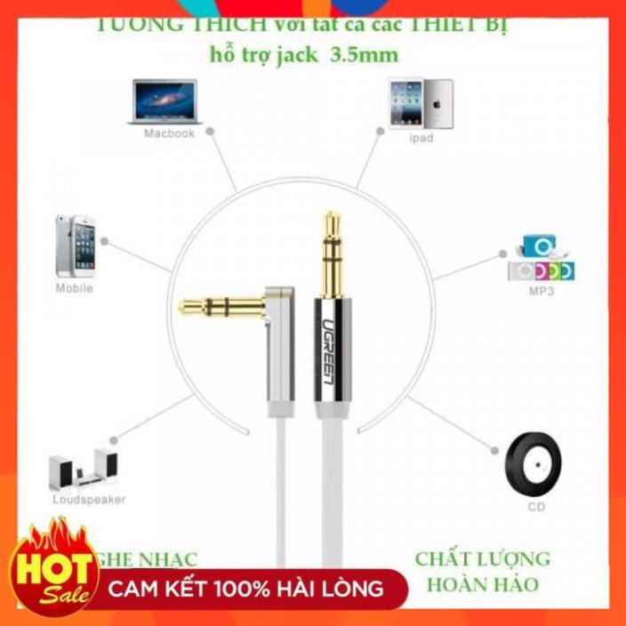 [Chính Hãng] Cáp Loa 2 đầu 3.5mm dài 1.5m đầu bẻ góc 90 độ màu đen Ugreen 10598 - Bảo hành 18 tháng chính hãng