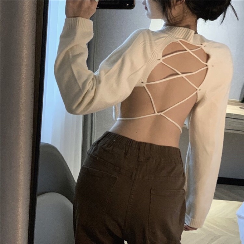 KHO SỈ BOHOME- áo len QC hở lưng