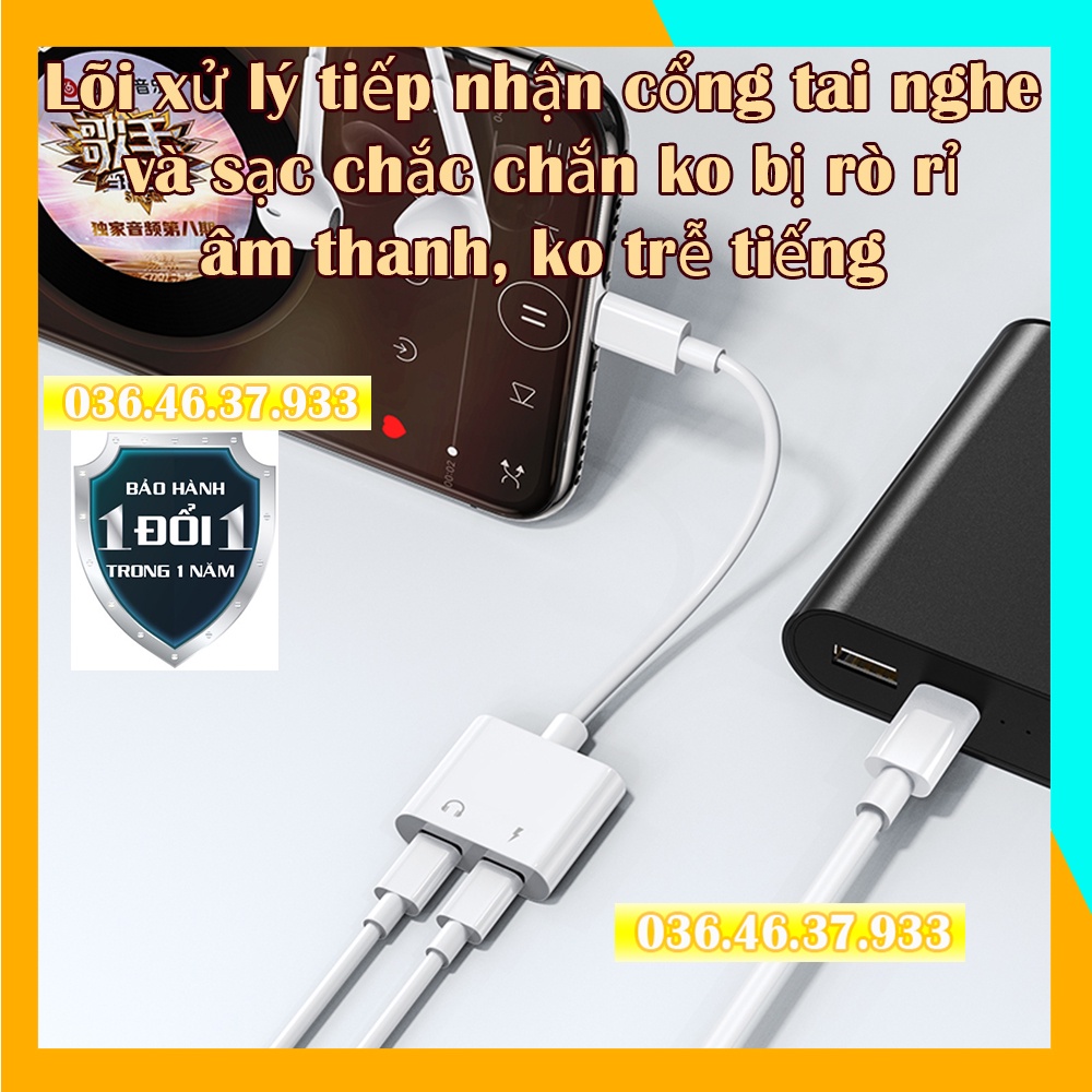 Jack chuyển đổi tai nghe cho IPCó Mic 2 đầu vừa sạc vừa nghe ko trễ tiếng