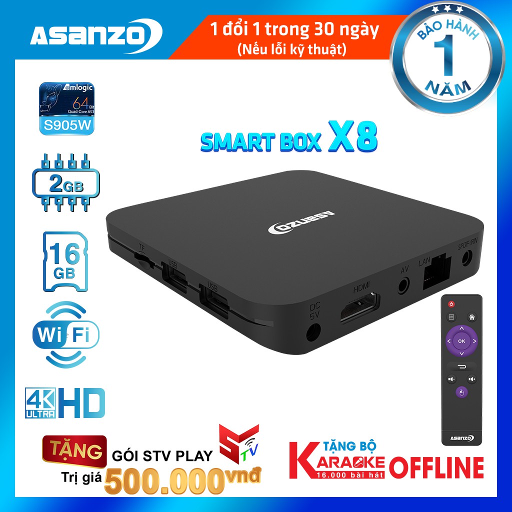 Android TV Smart Box Asanzo X8