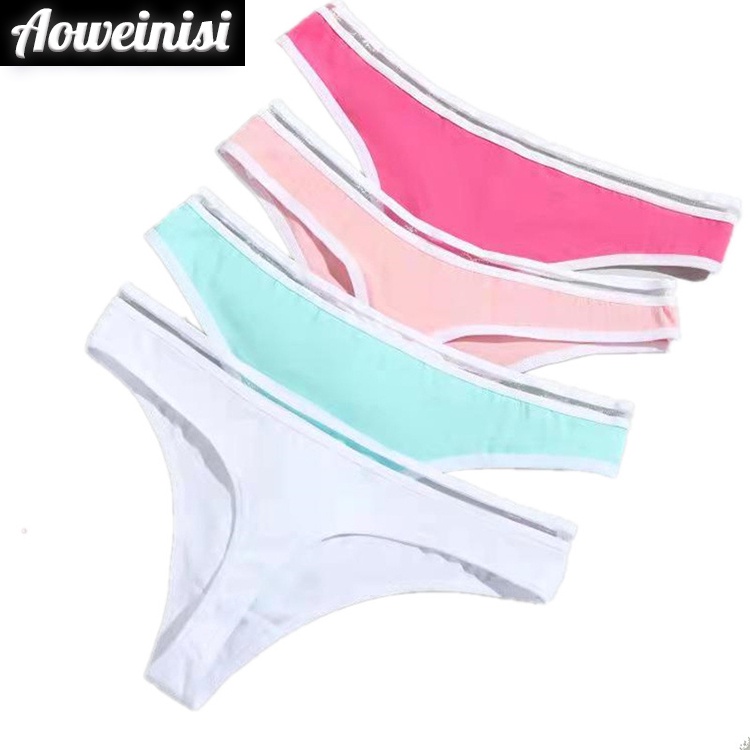 Quần lót lọt khe AOWEINISI chữ V màu trơn lưng thấp size M-XL thời trang quyến rũ dành cho nữ