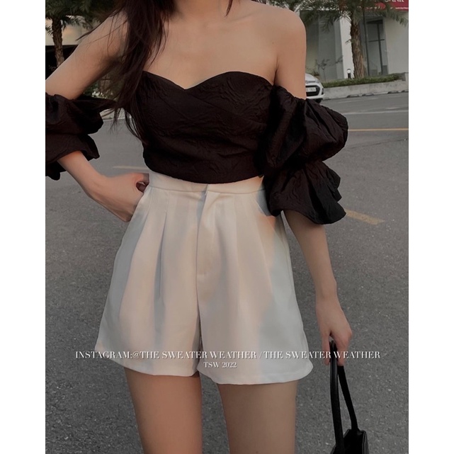 (Ảnh thật) Quần short vải cạp chun ống xếp ly basic the.sweaterweather TSW | BigBuy360 - bigbuy360.vn