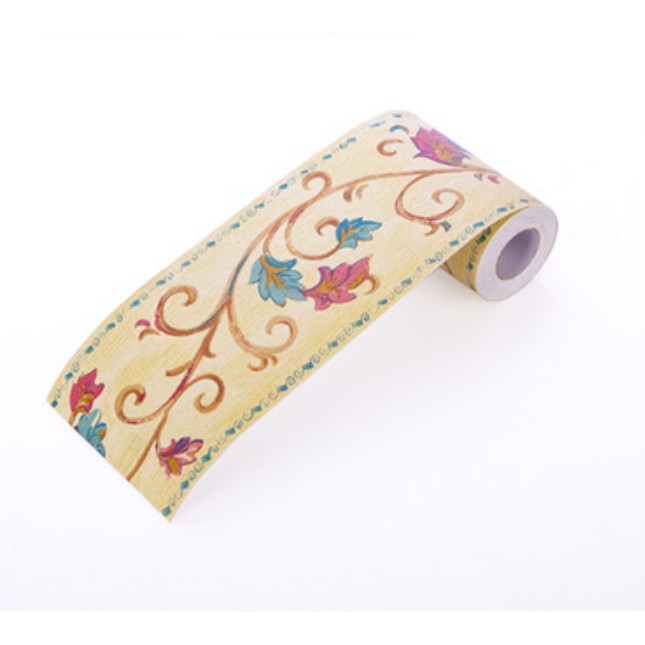 Cuộn 10m len dán viền tường keo sẵn hoa dây hồng keo sẵn (cao 10cm)