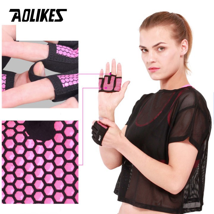Sửa Găng tay thể thao xỏ ngón silicone chống trượt cao cấp chính hãng Aolikes AL111  chinhhang