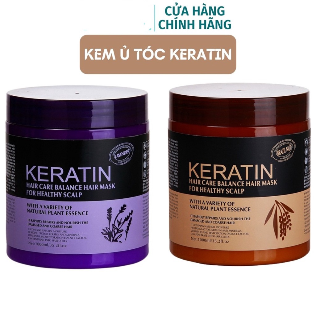 [ Chính Hãng] Kem Ủ Tóc KERATIN COLLAGEN 1000ML LAVENDER BRAZIL NUT - Ủ Hấp Tóc Cung Cấp Dưỡng Chất KERATIN Tự Nhiên