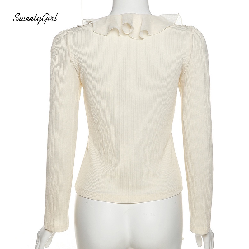 Áo Thun Tay Dài Cổ Chữ V Ôm Eo Màu Trơn Thời Trang 2022 Dành Cho Nữ