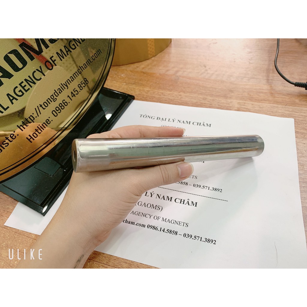 Nam châm thanh 25x150mm siêu mạnh, nam châm vĩnh cử bọc inox có lỗ ren