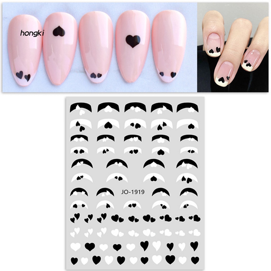 Nhãn Dán Móng Tay Lâu Trôi Không Thấm Nước Họa Tiết Trái Tim Xinh Xắn