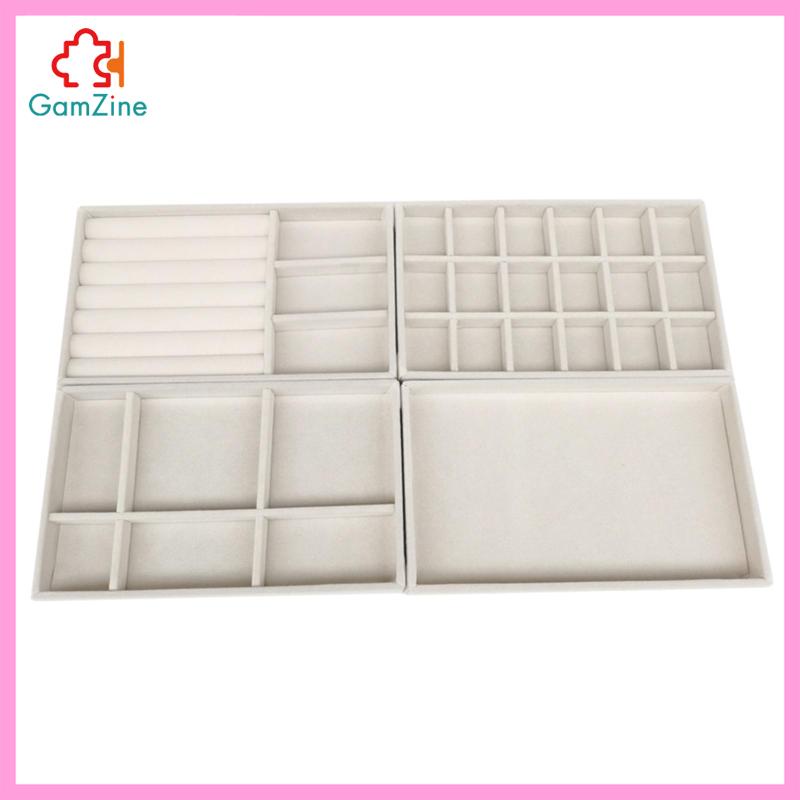 Set 2 Khay Đựng Trang Sức / Đồng Hồ Tiện Dụng 4 Ngăn