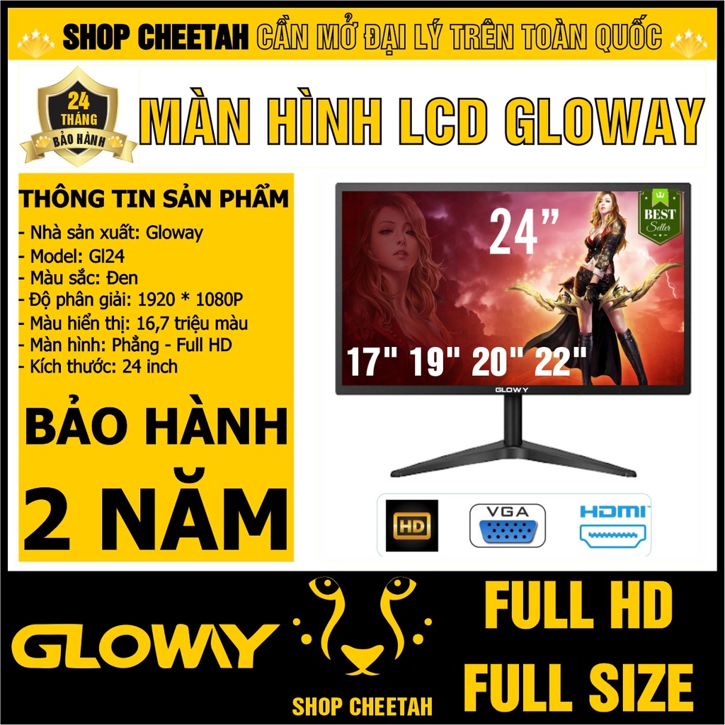 Màn hình LCD Full HD 1920 x 1080P – Chính hãng Gloway – Bảo hành 12 tháng