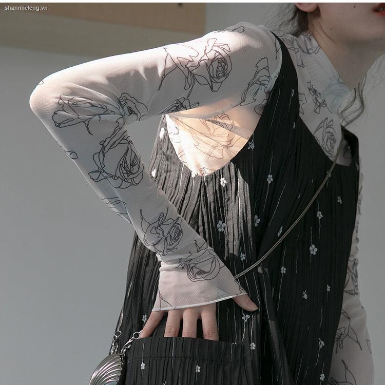 CANON Áo thun lưới tay dài cổ cao dáng ôm màu nhuộm thời trang mùa hè 2020 mới cho nữ