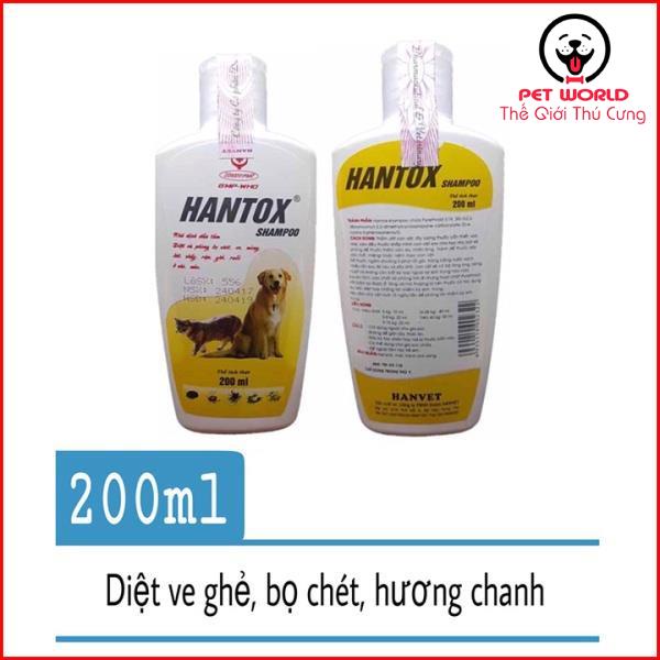 Sữa Tắm Trị Ve Rận Bọ Chét Chó Mèo Hantox Shampoo Vàng 200ml