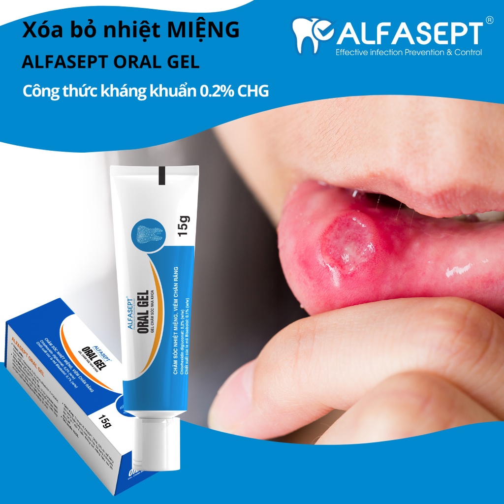 Gel bôi nhiệt miệng Alfasept Oral Gel - giảm viêm sưng lợi, hạn chế loét miệng tái phát, chống sâu răng