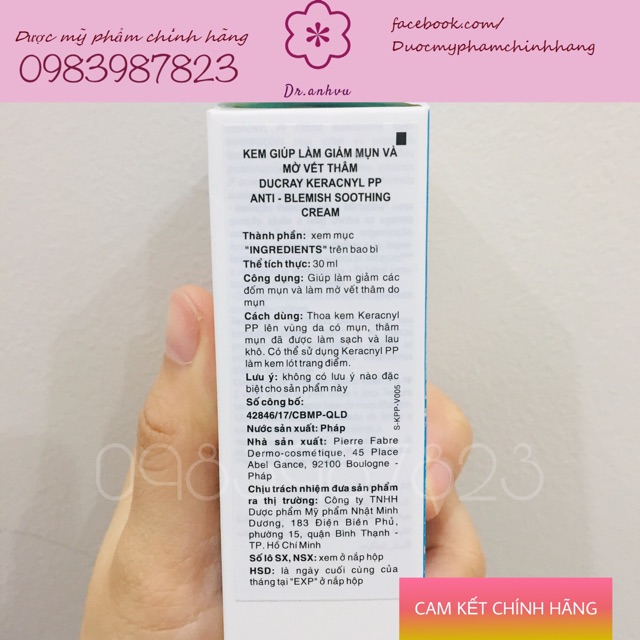 [CHÍNH HÃNG SALE DATE 31.1.2022]Kem làm giảm và mờ thâm Ducray Keracnyl PP Anti-blemish Soothing Cream