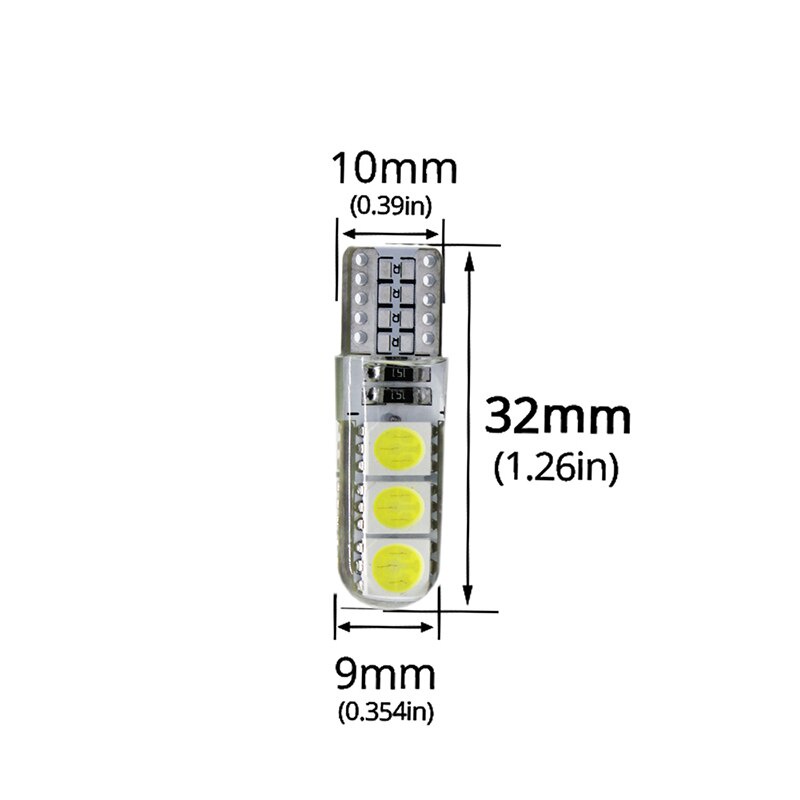 1 Bộ 2 Đèn Led T10 194 5050 6 smd DC 12V Siêu Sáng Chống Thấm Nước Gắn Biển Số Xe Hơi