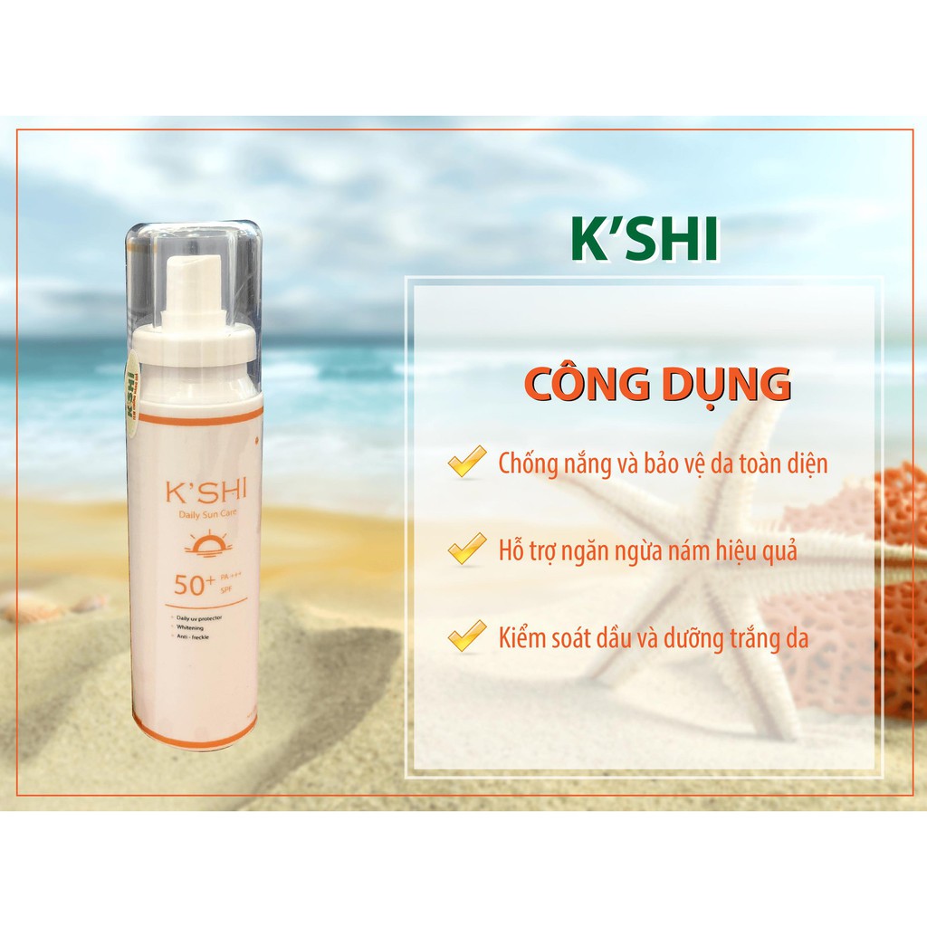 Ưu Đãi Ngày Hè -  Kem Chống Nắng Bảo Vệ Và Dưỡng Trắng Da K’SHI Daily Sun Care 60ml Chính Hãng SPF 50+ PA+++