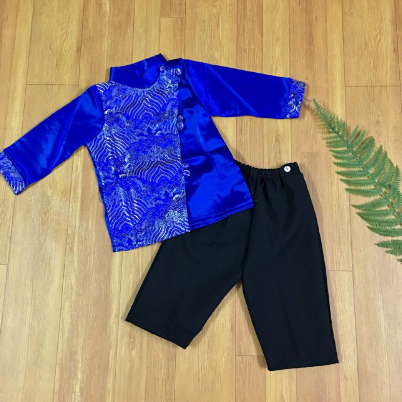 Bộ áo dài form vest vải phi lụa + gấm(6kg-26kg)