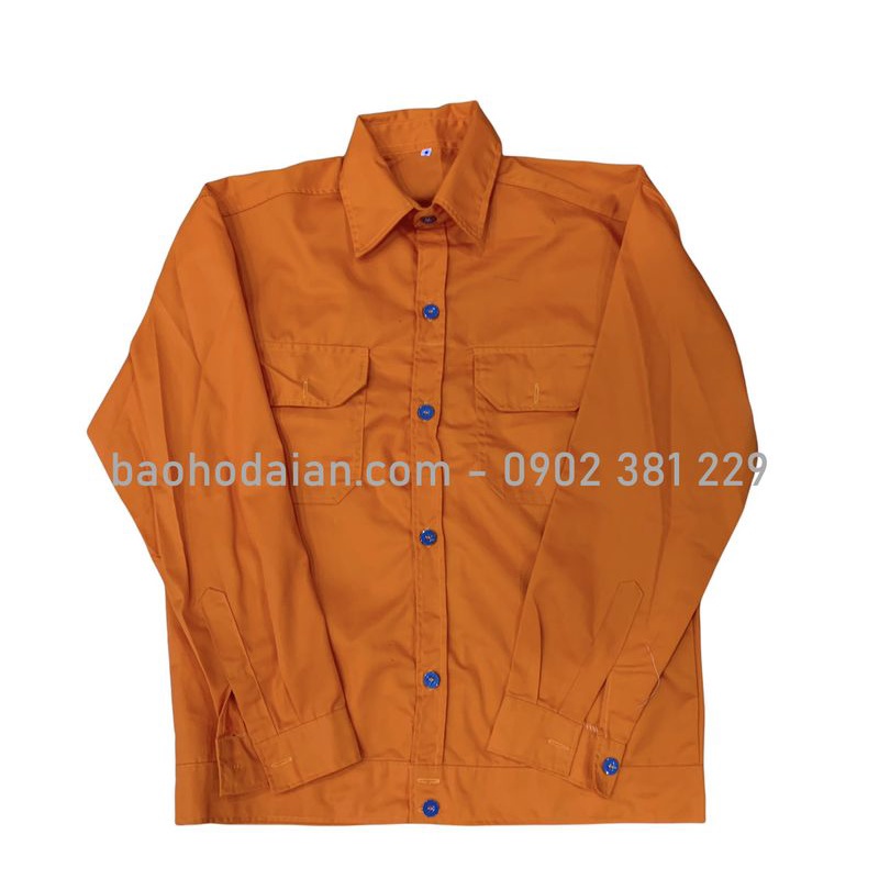 Áo công nhân màu xanh đen vải kaki 65/35 thấm hút mồ hôi