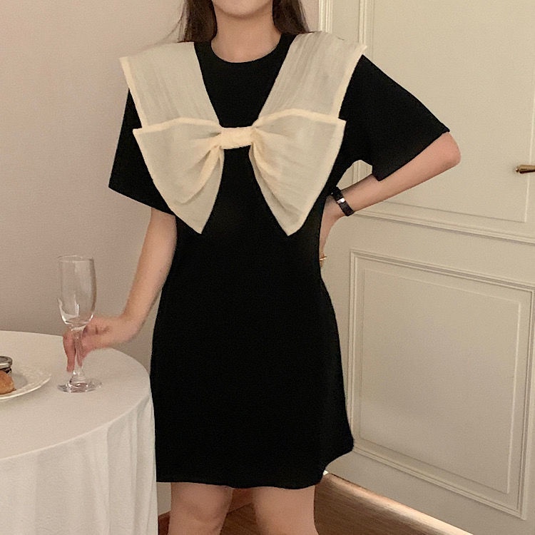 Đầm Thun Dáng Rộng Màu Đen In Hình Bướm Phong Cách Hàn Quốc Ngọt Ngào Và Đáng Yêu Dành Cho Bạn Gái