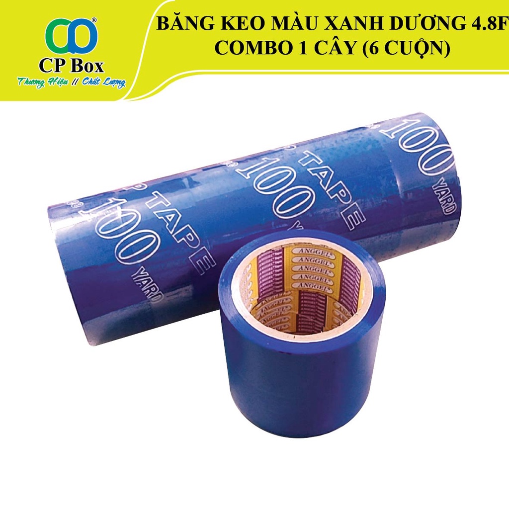 1 Cây Băng keo màu Xanh Dương, bản 4.8F, nặng 900gr/ cây , Băng keo dán thùng, dán hộp - CP Box