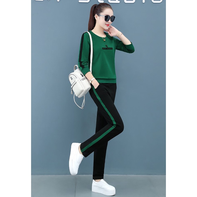 [Giảm 32%]Set bộ đồ quần áo thun nữ thu đông dài tay thời trang, size từ 45-85Kg ( Mã K82 )