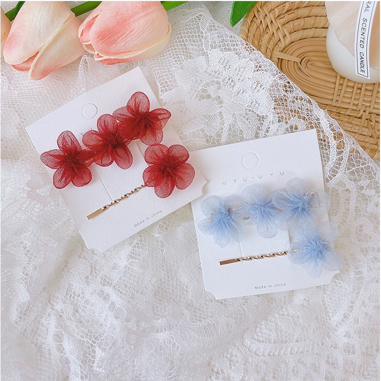 [Mã FAMARAL1 giảm 10K đơn 50K]Combo 2 kẹp hoa vải trơn màu tiểu thư KEP15