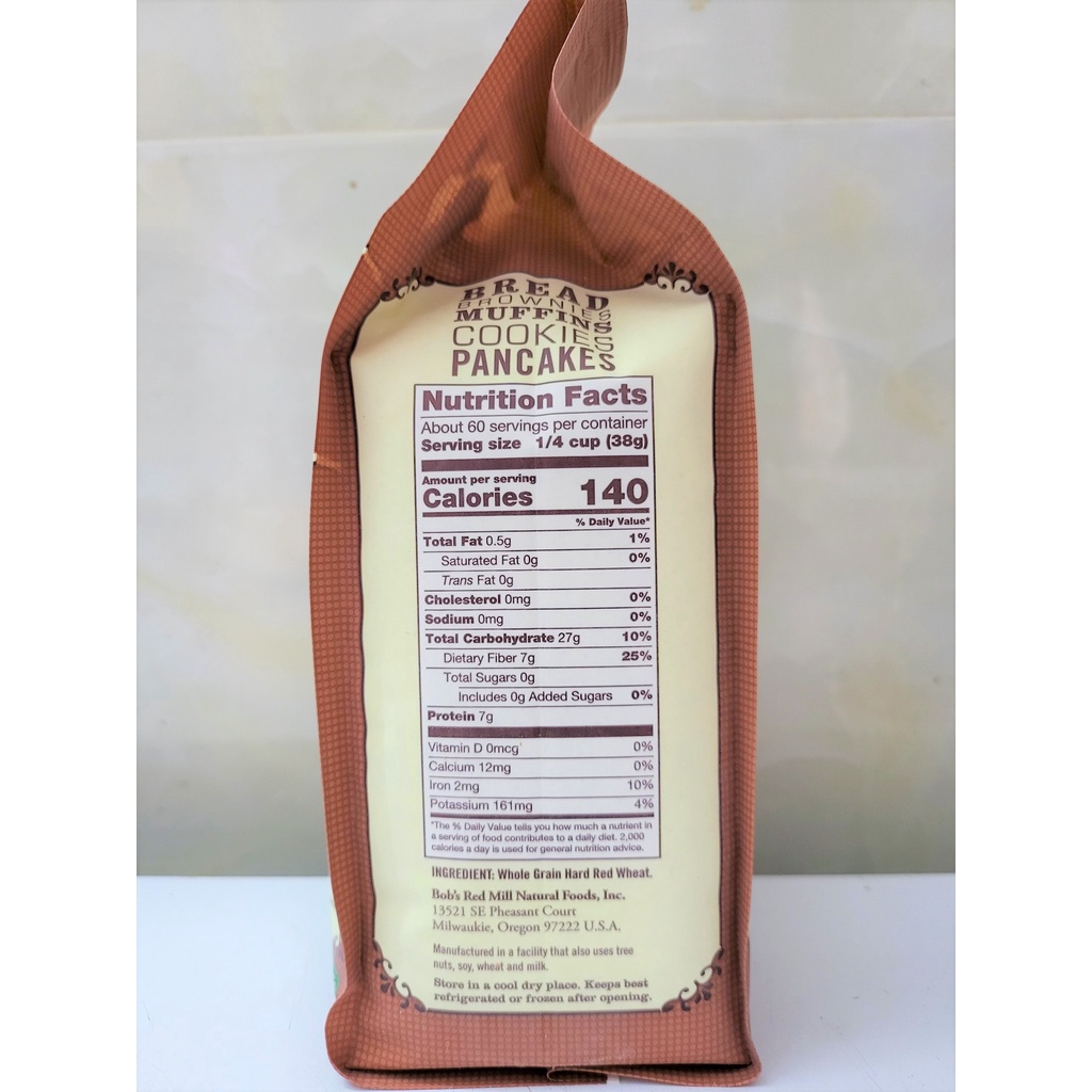[Túi 2.27Kg] BỘT MÌ NGUYÊN CÁM [USA] BOB’S RED MILL 100% Stone Ground Whole Wheat Flour (vaf-hk)