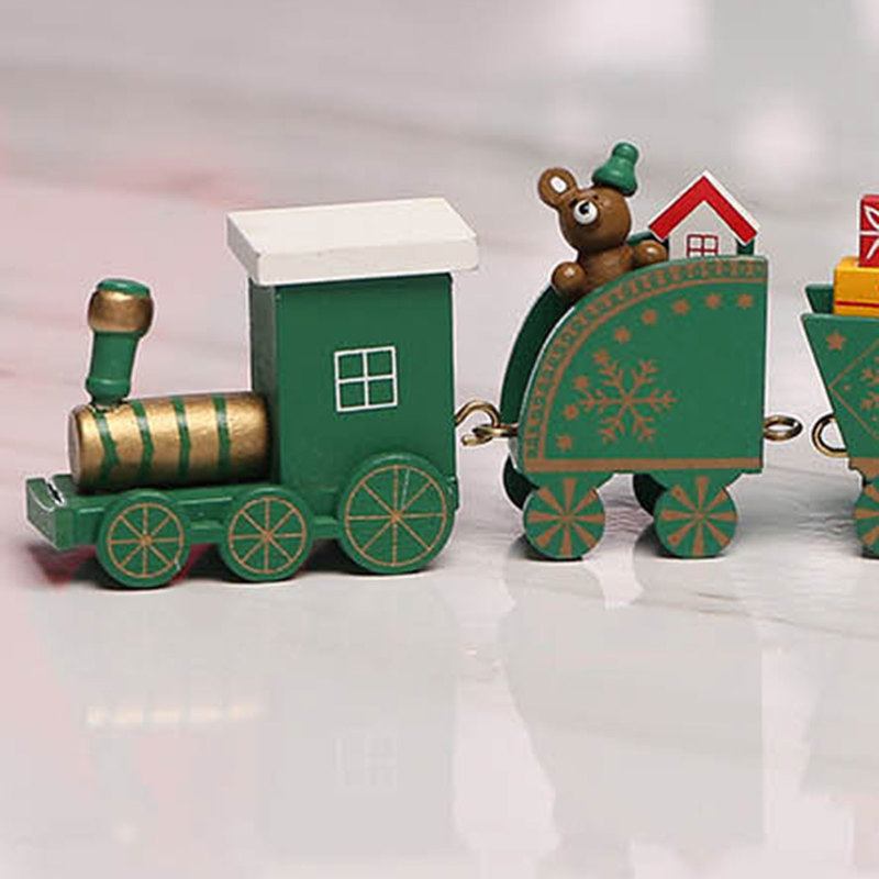 Bộ 4 phụ kiện trang trí Giáng Sinh thiết kế hình xe lửa mini làm bằng tay xinh xắn