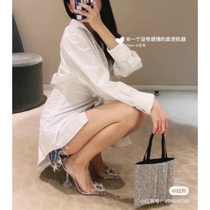 Giày mica trong hoa đá mặt trời gót loe dáng kín và hở gót 7p 9.5p