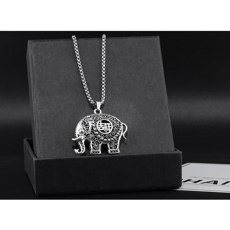 Vòng cổ nam nữ unisex dây chuyền Kuu Studio màu bạc Titan đẹp phụ kiện thời trang - Vòng cổ Elephant Chain