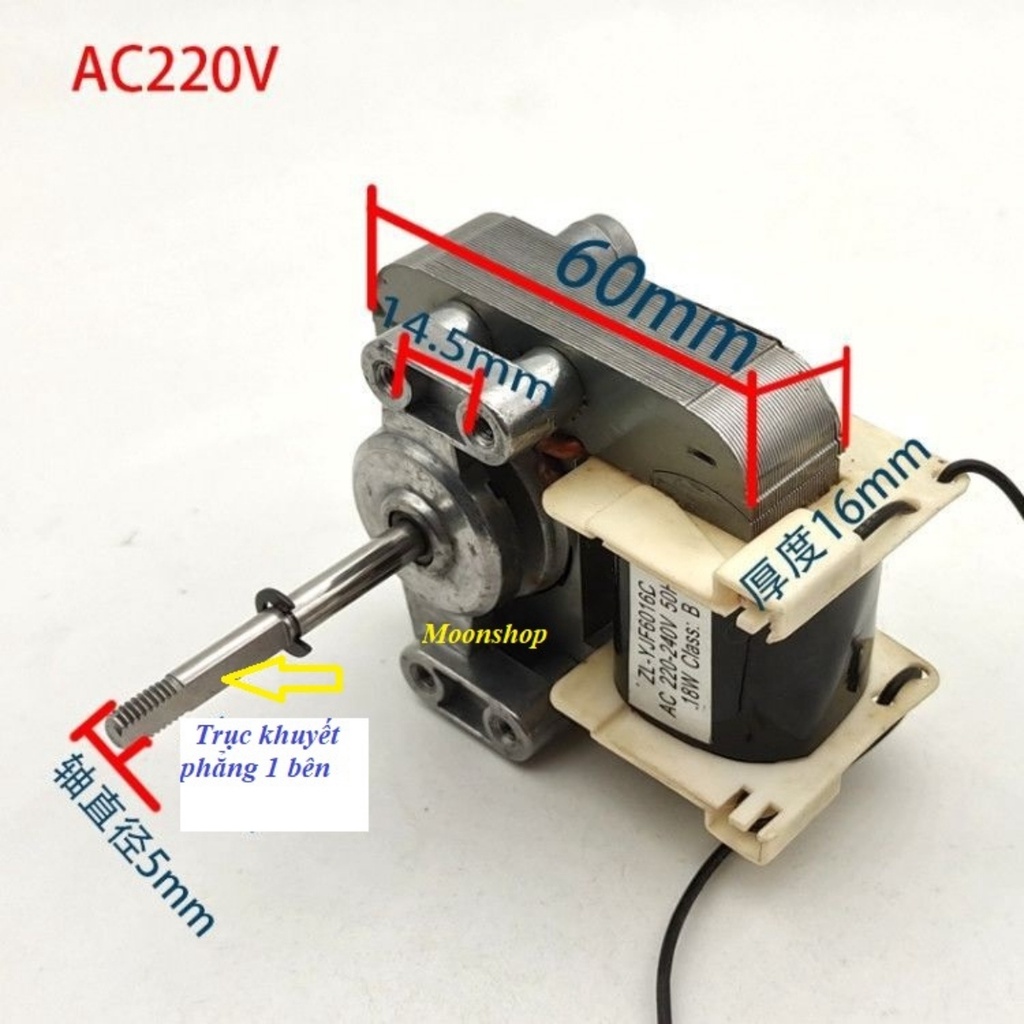 Motor quạt lò nướng thủy tinh nồi chiên không dầu 18w, động cơ dây đồng, hàng nhập khẩu bảo hành 12 tháng Moon store