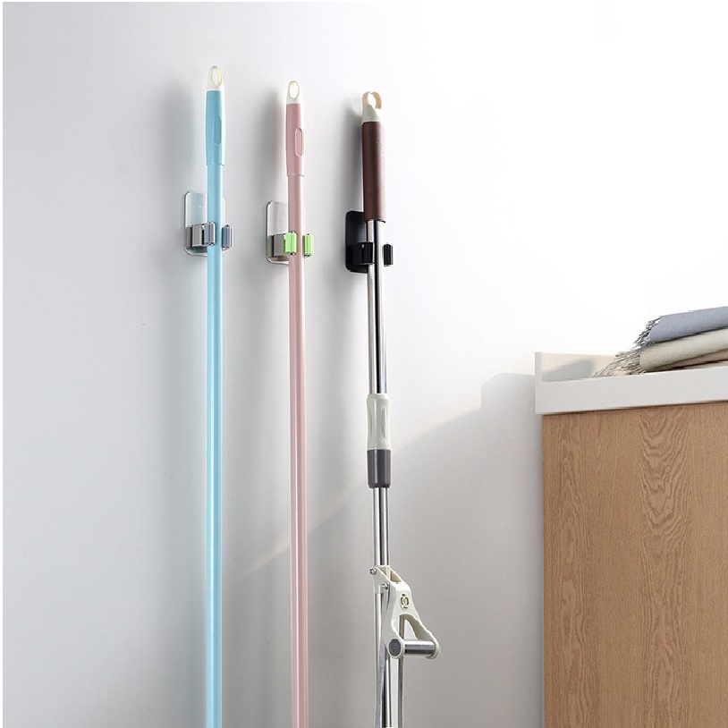 Móc Kẹp Inox - Taky, Treo Cây Lau Nhà Gắn Tường, Khô Ráo - Gọn Gàng - Ngăn Nắp, Gắn Keo Siêu Chắc Không Khoan Đục - 4032