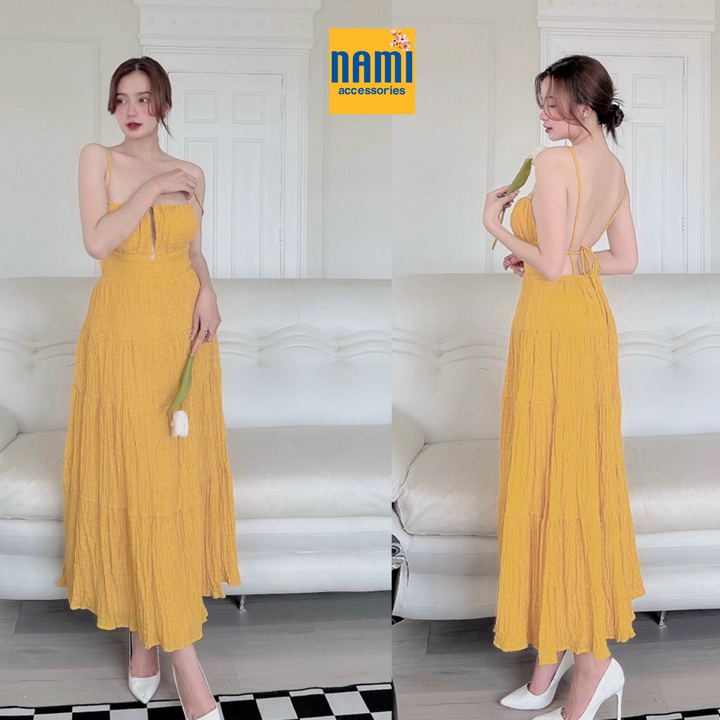 ( HÀNG CHUẨN ĐẸP ) Đầm Maxi Hở Lưng Cột Dây Thướt Tha Xinh Xắn Quyến Rũ Dạo Biển - ATNU016