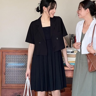 Áo blazer tay ngắn thời trang GAGO màu đen GA4090