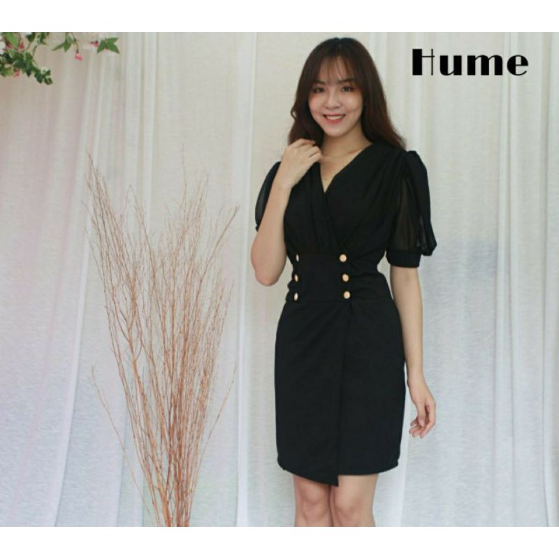 Đầm Body Đen Tay Phối Lưới Sang Trọng Đi Tiệc Hume.