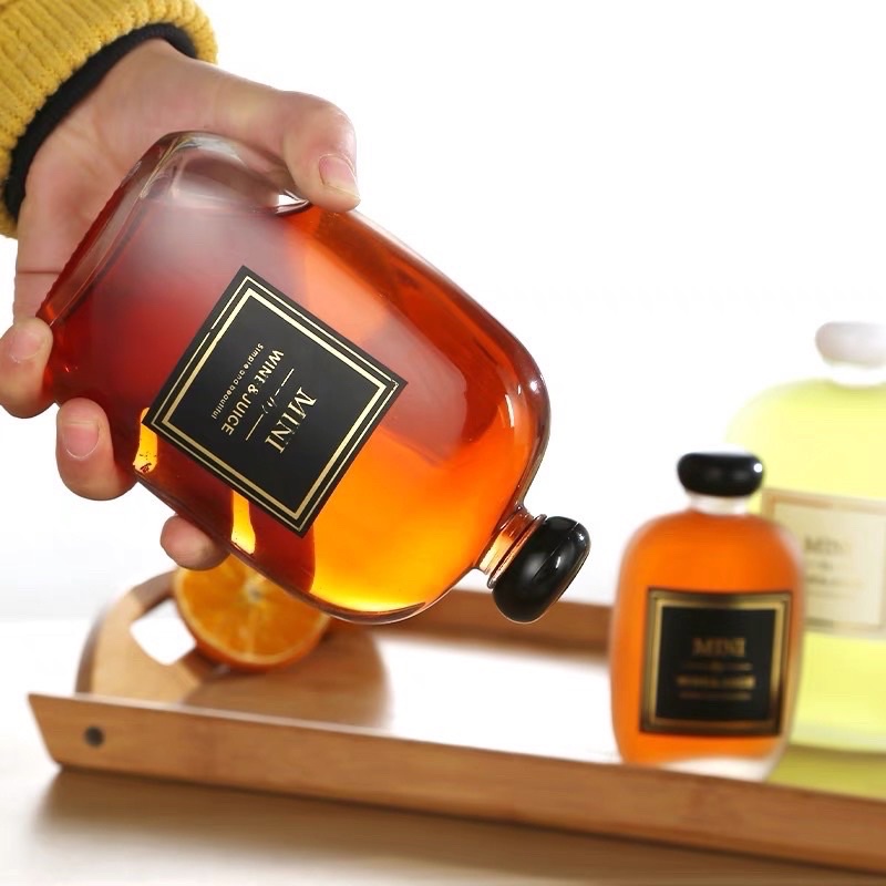 Chai Thuỷ Tinh Dẹt Nắp Nhựa 100ml, 250ml 350ml 500ml Đựng Cafe, Mật Ong, Sữa, Nước Ép siêu kute