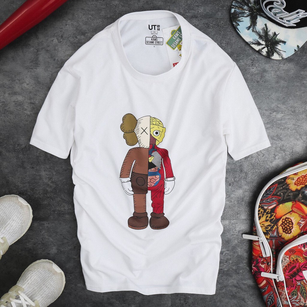 Áo thun  form rộng trắng hoạt hình KAWS nam nữ unisex oversize tay lỡ cổ tròn tee | Lee Hoàng Group